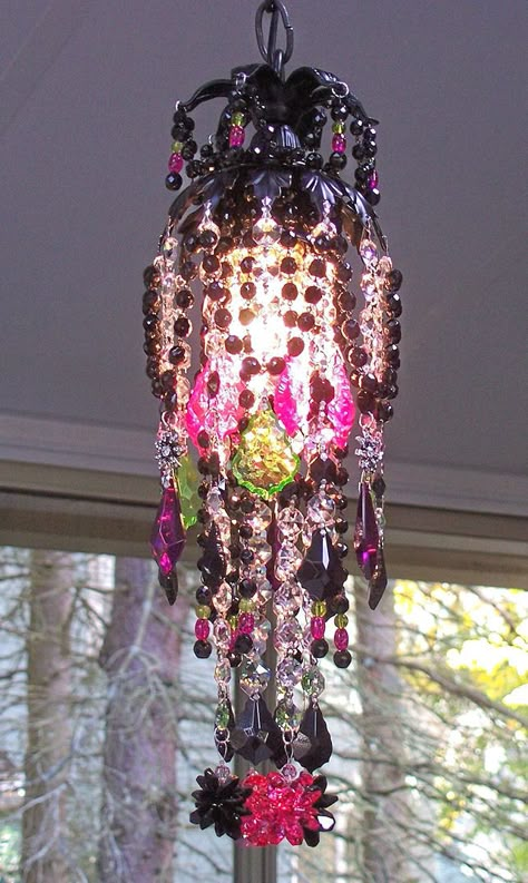 A Little Bohemian Magic Chandelier. Origami Lamps, Bohemian Chandelier, Colorful Chandelier, Diy Lampe, Inspiration Deco, Bohemian Crystal, Deco Boheme, Beautiful Chandelier, Pretty Lights