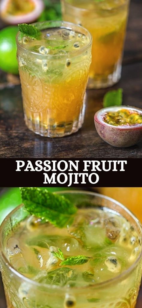 Passion Fruit Mojito to celebrate hot summer days! Fruity, refreshing and utterly delicious cocktail that is easy to make at home! Fruit Mojito Recipe, Fruit Mojito, Passion Fruit Mojito, Craft Cocktail Recipe, Mojito Recipe, Summer Entertaining, Delicious Cocktails, Fun Cocktails, Summer Cocktails