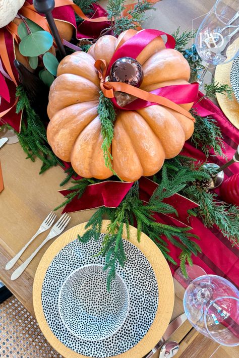 Mixing Holidays: A Cozy Thanksgiving Tablescape with a Christmas Twist Holiday Interior Decor, Silver Chargers, Holiday Interior, Cozy Thanksgiving, French Country Modern, Thanksgiving Tablescape, Hosting Thanksgiving, Thanksgiving Tablescapes, Love Craft