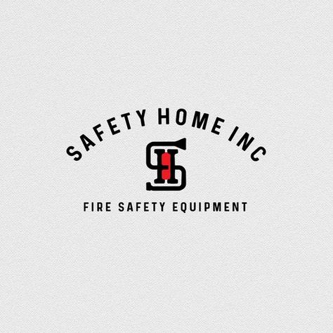 Logo design for manufacturer of Fire Safety Equipment for consumers. Design is based on the fire extinguisher shape incorporated into SH initials. Fire Safety Logo Design Ideas, Fire Extinguisher Logo, Safety Logo, Sports Design Ideas, Monogram Logo Design, Safety Equipment, Fire Safety, Graphic Design Ideas, Fire Extinguisher