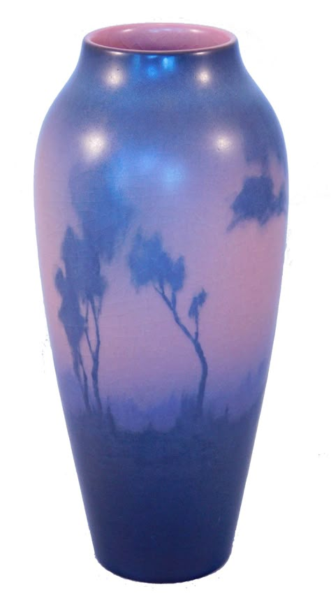 Rookwood Pottery, 1918, Scenic Vellum, Lenore Ashbury, 7 1/2" tall. Ethereal Dramatic, Rookwood Pottery, Pottery Painting Designs, Pretty Mugs, Keramik Design, House Aesthetic, Soft Winter, Pottery Sculpture, Sculpture Installation