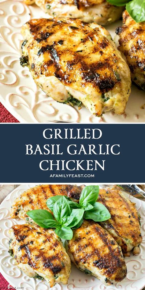 Garlic Basil Chicken, Family Feast Recipes, 2023 Budget, Garlic Chicken Breast Recipes, Chicken Breast Marinade, Feast Recipes, Grilled Chicken Marinade, Summer Dinner Party, Chicken Marinade Recipes