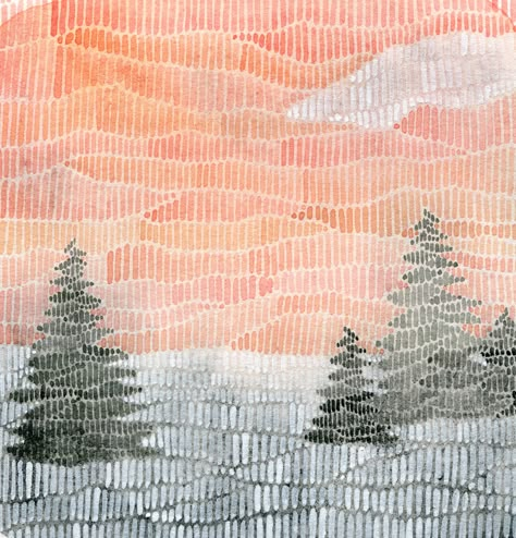 Christmas Landscape, Aquarelle Art, Watercolor Landscapes, Principles Of Art, Winter Sky, Watercolor Abstract, Watercolor Christmas, Landscape Illustration, Sky Art