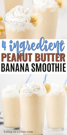 Peanut Butter Banana Smoothie Recipe, Peanutbutter Smoothie Recipes, Peanut Butter Banana Smoothie, Smoothies With Almond Milk, Banana Smoothie Recipe, Eating On A Dime, Peanut Butter Smoothie, Creamy Smoothies, Smoothies For Kids