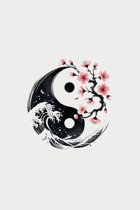 Ying Yang Pictures, Cherry Blossom Yin Yang Tattoo, Ying Yang Tattoo Sisters, Ying And Yang Couple Tattoos, Creative Ying Yang Tattoo, Shark Yin Yang Tattoo, Flower Yin Yang Tattoo, Tattoo Yin Yang Ideas, New Life Tattoo Ideas