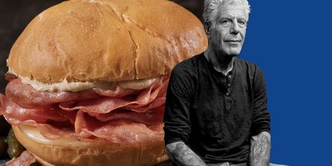 Anthony Bourdain Mortadella Sandwich, Mortadella Sandwich, Fried Bologna, Bologna Sandwich, 5 Ingredient Dinners, Crispy Cheese, Lunch Hour, Homemade Cornbread, Homemade Burgers