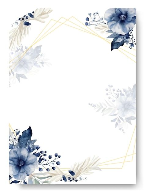 Floral wedding invitation card template ... | Premium Vector #Freepik #vector #blue #blank #elegant #wedding Wedding Card Design Blank, Wedding Invitation Cards Design Creative, Wedding Card Designs Creative, Wedding Design Background, Invitation Background Templates, Invitation Card Design Creative, Wedding Background Design, Simple Wedding Invitations Elegant, Happy Wedding Card