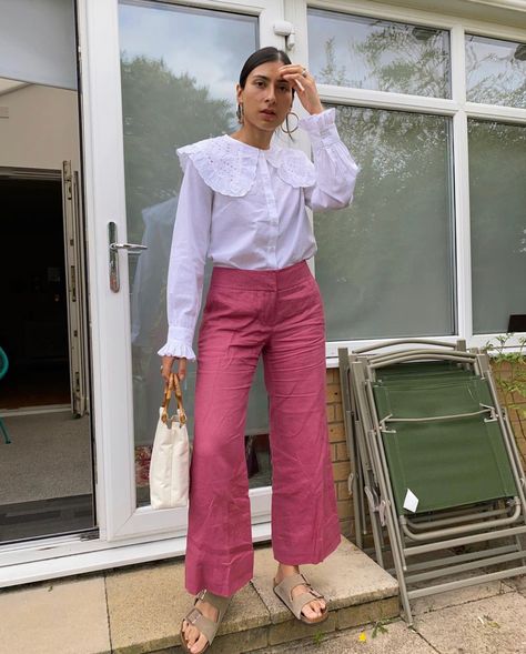 Big Collar Shirt Outfit, Big Collar Blouse Outfit, Oversized Collared Shirt Outfits, Collar Blouse Outfit, Street Style Blazer, Collared Shirt Outfits, Maxi Skirt Spring, Collar Outfits, Fashion Competition