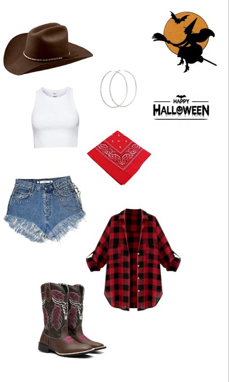 Diy Halloween costume inspo Cowgirls Outfits Halloween, Cute Cowgirls For Halloween, Halloween Costume Jean Skirt, Simple Cowgirl Outfits Halloween, Cowboy And Indian Halloween Costume, Western Costume Women Diy, Cowgirl Halloween Costume Ideas, Last Minute Cowgirl Costume, Cowgirl Costumes For Women