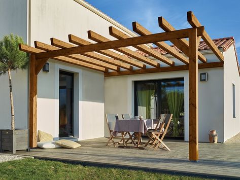 Small House Blueprints, Diy Backyard Patio, Pergola Attached To House, Wood Pergola, Front Yard Garden Design, Diy Swimming Pool, Wooden Pergola, Pergola With Roof, Diy Pergola