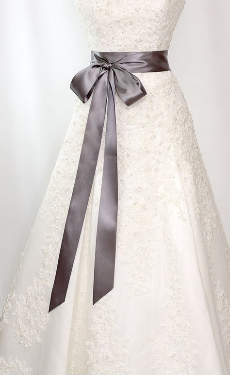 Bridal Sash - Romantic Luxe Satin Ribbon Sash - Wedding Sashes - Deep Graphite Gray - 2.25 in - Bridal Belt on Etsy, $24.00 South African Traditional Dresses, Muslimah Wedding Dress, Wedding Dress Sash, Bridesmaid Inspiration, Wedding Dress Belt, Red Wedding Dresses, For Wedding Dress, Dress Sash, African Traditional Dresses