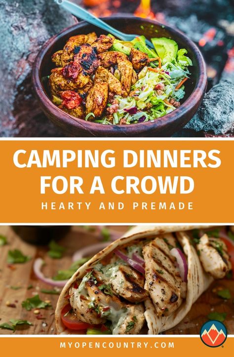 Make dinner at the campsite a breeze with these premade dinner ideas for large groups. Packed with flavor and easy to prepare, these meals are ideal for feeding a hungry crowd. With recipes for crockpot dishes, foil packets, and easy one-pot meals, you’ll have everyone around the campfire happily digging in with these simple yet delicious dinner options. Learn more about Camping Food for a Crowd. Hobo Dinners Camping, Easy Camping Sides, Camp Food For Large Groups, Rv Meals Ideas Simple, Camp Dinners For A Crowd, Camping Potluck Ideas, Make Ahead Meals For A Crowd, Dinner Ideas For Large Groups, Camping Dinners For A Crowd