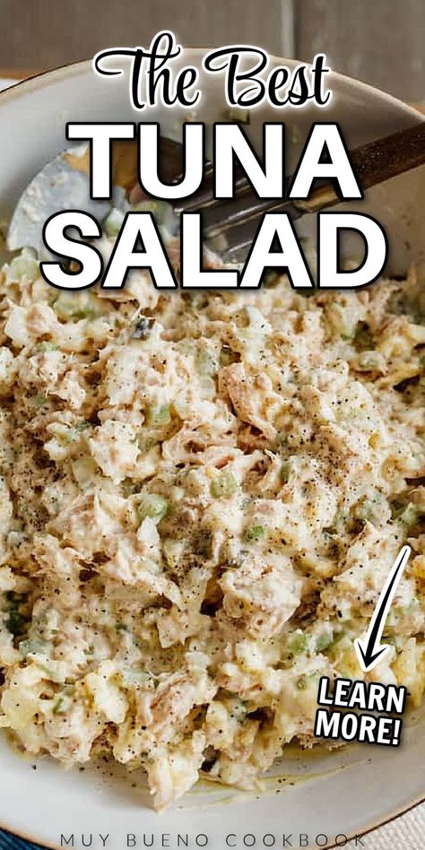 Looking for something simple to make for lunch or dinner? If you are, then this tuna salad recipe is for you! This tuna salad is so easy to make and is perfect to serve as a side, on a sandwich, or even with chips. Made with eggs, dill pickles, onions, celery, and more--this tuna salad is going to be the best you will ever have. Serve this classic dish for lunch or dinner and be amazed at how much your family loves it! This tuna salad is a must-try for all fish and sandwich lovers. Try it today! Filling Sandwiches, The Best Tuna Salad, Pickles Onions, Tuna Egg Salad, Best Tuna Salad Recipe, Classic Tuna Salad, Best Tuna Salad, Comforting Food, Tuna And Egg