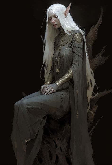 ArtStation - Elf Tales, Irina Druchinina Old Elf Art, Dark Elves Aesthetic, Winter Elf Dnd, Old Elf Woman, Drow Character Design, Elf Princess Art, Dnd High Elf, Pallid Elf, High Elf Dnd