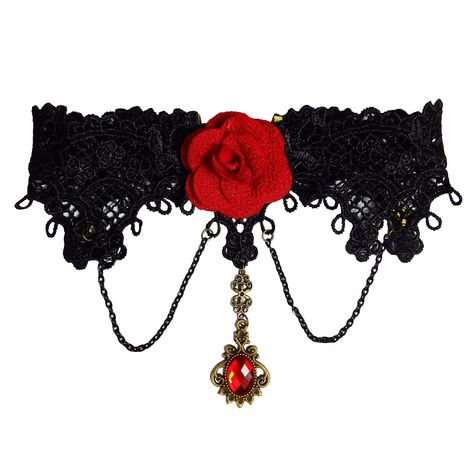 Red Choker Necklace, Goth Choker Necklaces, Jewel Choker, Gothic Necklaces, Lace Tassel, Gothic Choker Necklace, Red Flower Necklace, Handmade Choker Necklace, Red Choker