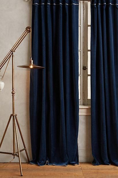 Hand-Embroidered Charente Curtain I Anthropologie Dark Blue Curtains Bedroom, Navy Curtains Bedroom, Blue Curtains Bedroom, Velvet Curtains Bedroom, Dark Blue Curtains, Blue Velvet Curtains, Navy Curtains, Navy Blue Curtains, Dark Curtains