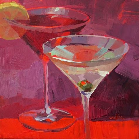 Patti Mollica, Wine And Paint Night, Cocktail Art, Still Life Oil Painting, Bar Art, Painting Inspo, Oui Oui, Wall Art Pictures, Contemporary Paintings