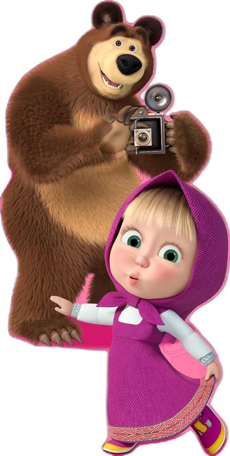 Masha And Bear, Marsha And The Bear, Bear Cake Topper, Draw Comics, Piñata Ideas, Cute Mobile Wallpapers, Masha And The Bear, Digital Art Beginner, Bear Birthday