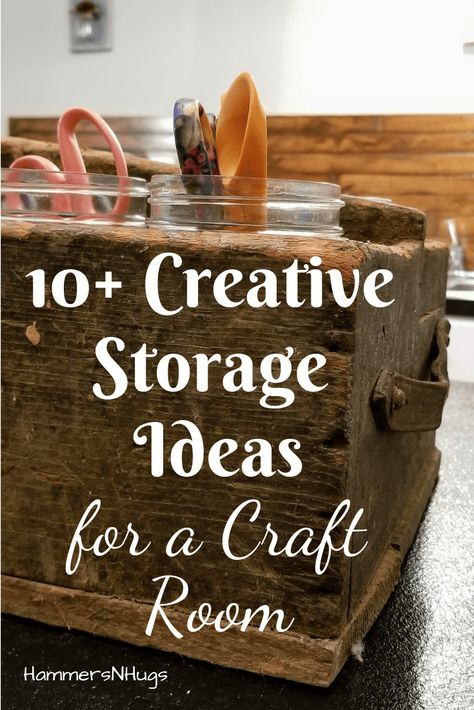 Find creative craft room storage ideas from our farmhouse-styled basement craft room including a great idea to repurpose a changing table. Tap on this pin to get these organization tips and more with Ahna Fulmer // HammersNHugs.com. #craftroom #storage #organizationtips Unique Craft Room Ideas, Organization Ideas For Craft Supplies, Farmhouse Style Craft Room, Vintage Craft Storage, Vintage Style Craft Room, Thrifted Storage Ideas, Vintage Craft Room Storage Ideas, Basement Craft Room Ideas On A Budget, Storage Ideas For Craft Supplies