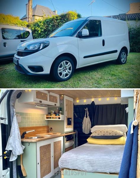 Mini Camper Van Ideas, Mini Campervan Interior, Microcamper Berlingo, Micro Camper Ideas, Mini Van Camper Conversion, Ford Connect Camper Conversion, Mini Camper Diy, Motorhome Interior Ideas, Micro Camper Van