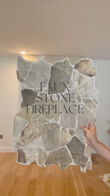 Faux Fireplace Diy Stone, Faux Stone Tile Fireplace, Fake Fireplace Stone, How To Make A Faux Fireplace Look Real, How To Stone A Fireplace, Diy Cobblestone Fireplace, Faux Stone On Fireplace, Diy Textured Fireplace, Fake Stone Fireplace Makeover