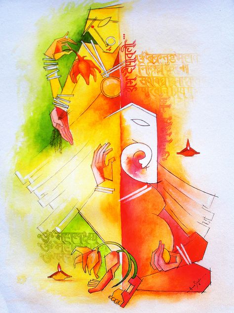 Medium - Watercolor on paper. Size - H - 30.5 X W - 22.5 inch The painting specially composed for the magazine cover that will be published in the Diwali eve. Original also available for sale. Diwali Abstract Painting, Diwali Abstract Art, Diwali Composition Painting, Diwali Watercolor Painting, Bhagwan Painting, Abstract Rangoli, Small Diary, Diwali Painting, Dry Pastels