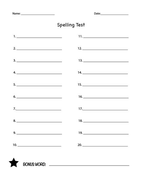 Spelling test (free download) Spelling List Template, Grade 2 Sight Words, Texas Homeschool, Spelling Test Template, Spelling Quiz, Going To Kindergarten, Sight Word Spelling, I Am A Teacher, Labels Printables