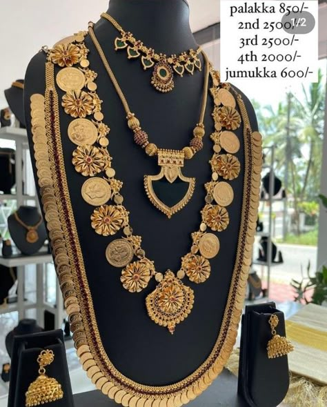 Satlada Necklace Bride, Kerala Jewellery Set, Kerala Gold Jewellery, Choker Set Gold, Pearl Bridal Jewelry Sets, Kerala Jewellery, Long Gold Necklace, Unique Gold Jewelry, Wedding Jewelry Sets Bridal Jewellery