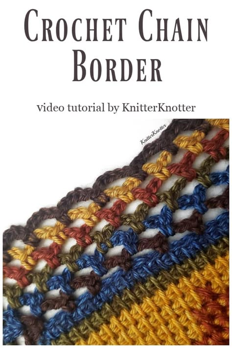 Crochet Chain Border - KnitterKnotter Crochet Blanket Borders, Crochet Borders For Blankets, Blanket Borders, Blanket Edging, Crochet Blanket Border, Crochet Blanket Edging, Crochet Border Patterns, Ribbed Crochet, Border Patterns