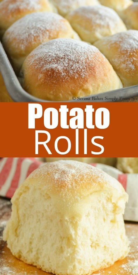 Easy to make Potato Rolls recipe are soft, light, and fluffy! These are always a hit at the holidays and must for Thanksgiving from Serena Bakes Simply From Scratch. A favorite dinner roll recipe. Potato Dinner Rolls Recipe, Dinner Rolls Recipe Easy, Potato Dinner Rolls, Potato Rolls Recipe, Rolls Recipe Easy, Quick Rolls, Pembuat Roti, Potato Rolls, Pane Dolce