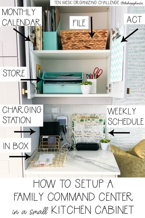 Organizing Your Whole Home Command Center Organization, Kitchen Command Center, Command Center Ideas, Command Center Kitchen, Home Command Center, Center Organization, Kitchen Setup, Command Centers, Small Kitchen Cabinets