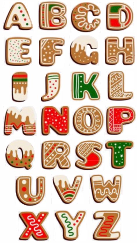 Christmas Letters Ideas, Christmas Font Alphabet, Christmas Bubble Letters, Christmas Letters Alphabet, Mery Chrismas Letters, Santa Alphabet Letters, Noel Letters Christmas, Cookie Letters, Christmas Alphabet Letters