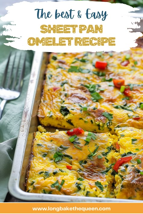 Sheet Pan Egg Meal Prep, Meal Prep Breakfast Fritatta, Omelet For A Crowd, Easy Sheet Pan Breakfast, Healthy Sheet Pan Eggs, Sheet Pan Breakfast Recipes, Meal Prep Omelette Breakfast Ideas, Meal Prep Omlet, Sheet Pan Egg Recipes