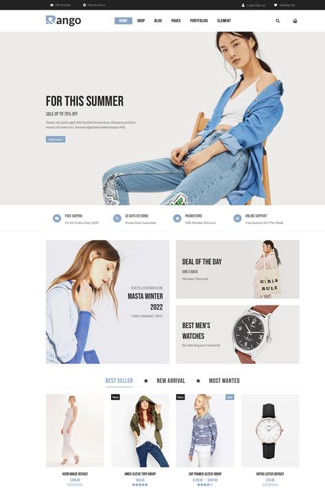 The "Rango - Fashion Responsive WooCommerce WordPress Theme" is a stylish and versatile WordPress theme designed for fashion-related businesses, including clothing stores, fashion boutiques, and online fashion retailers. This theme provides a wide range of features and customization options tailored to the needs of the fashion industry, allowing you to showcase your products and create a visually appealing online store. Tshirt Website Design, Clothing Brand Website Design, Clothing Web Design, Clothing Website Design, Online Store Web Design, Clothing Store Website, Boutique Website Design, Typographie Design, Boutique Website