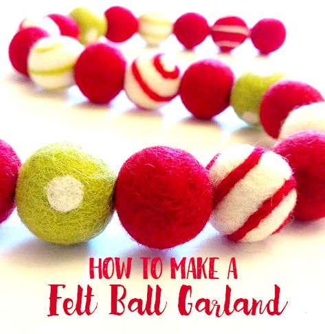 Where to Buy Felt Balls (and a Wreath) Felted Wool Ball Garland, Diy Felt Garland, Felt Ball Crafts, Felt Wool Ball, Jar Fillers, Felting Crafts, Wool Felt Balls, Diy Christmas Garland, Felted Handbags