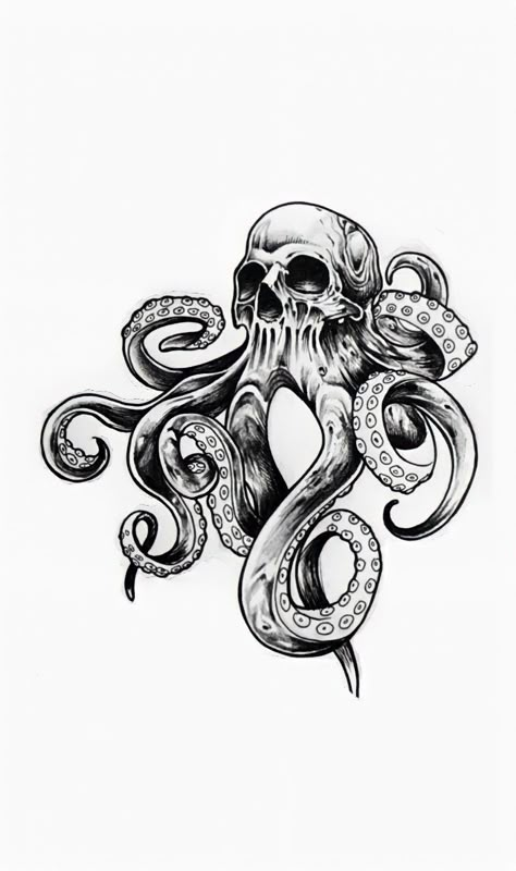 Okhtapos Tattoo, Traditional Kraken Tattoo Design, Skull And Octopus Tattoo, Steampunk Octopus Tattoo, Octopus Tattoo Men, Scuba Helmet Tattoo, Crosshatching Tattoo, The Kraken Tattoo, Skull Octopus Tattoo