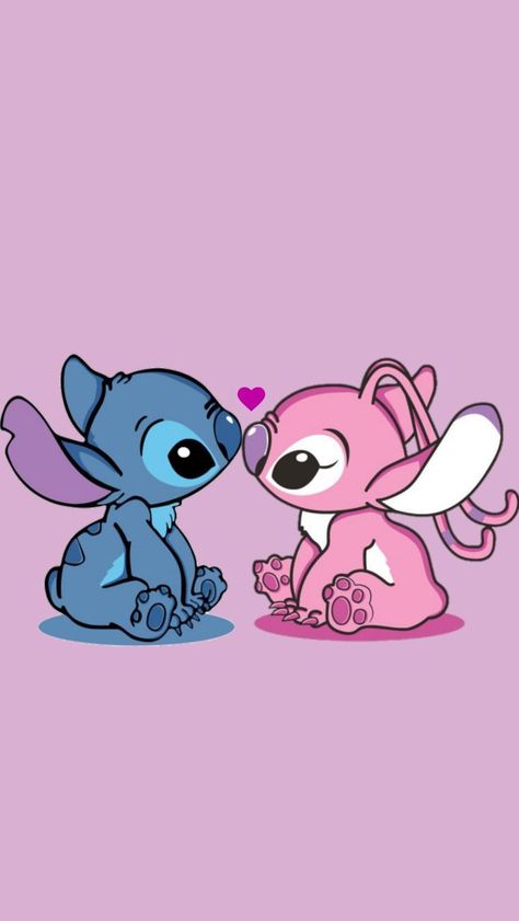 Cute Drawings Stitch, Disney Wallpaper Stitch, Stitch Cute Wallpapers, Stitch And Angel Painting, Iphone Wallpaper Stitch, Stitch And Angel Wallpaper Iphone, Stitch Astethic, Stitch Art Disney, Wallpapers Iphone Fondos Disney