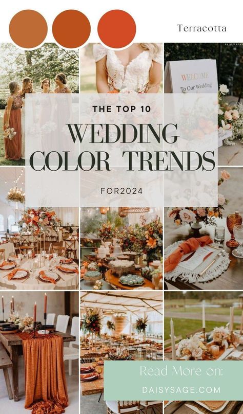 Excited about planning your big day in 2025? These top 10 wedding color trends will inspire you to choose the perfect color palette. Wedding Colors For Spring 2024, Spring 2024 Wedding Color Trends, 2024 Wedding Palette, Wedding Party Color Palette, June Wedding Colors 2024, 2024 Wedding Colour Trends, Wedding Theme 2024 Trends, Spring 2024 Wedding Trends, Wedding Color Trend 2024