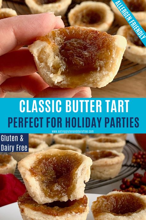 Dairy Free Holiday Recipes, Best Butter Tart Recipe, Butter Tart Recipe, Dairy Free Butter, Butter Tart, Thanksgiving Desserts Table, Holiday Desserts Table, Tart Filling, Tarts Crust