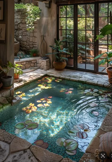 Dream Backyard Pool, Piscina Interior, Dream Life House, Indoor Swimming, Dream House Rooms, Small Yard, Stone Walls, Plunge Pool, Dream Backyard