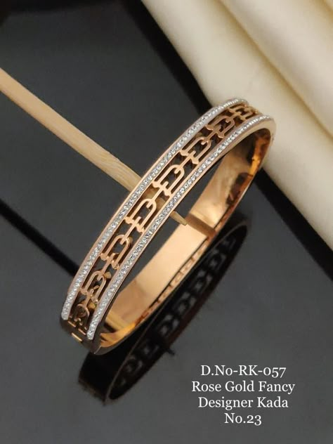 Gold Bangle Kada Designs, Rose Gold Kada Design For Women, Ladies Kada Gold Design, Ladies Kada Gold, Gold Bangles For Women Indian, Animal Jewelry Design, Gold Bracelet Designs, Rose Gold Bangles, Cnc Bangles