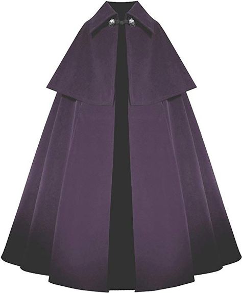 Victorian Vagabond Historical Steampunk Gothic Renaissance Cape Cloak (Purple) at Amazon Women’s Clothing store: Wizard Fashion, Knight Medieval, Purple Cape, Purple Gothic, Victorian Valentines, Hunter Outfit, Theater Stage, Cape Cloak, Velvet Cape