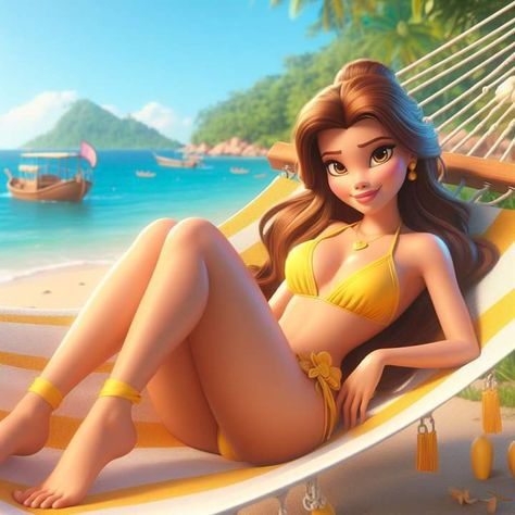 Disney Princess Bikinis, Hot Fan Art, Realistic Disney Princess, Dark Disney Illustration, Dark Disney Princess, Disney Female Characters, Princess Fantasy, Modern Disney Characters, Disney Illustration