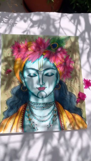 Shubh Krishna Janmashtami Krishan Ji Paintings, Krishna Potrait Sketch, Monnerism Painting, Krishna Face Painting, Krishna Painting On Canvas, Contemporary Art Painting Portrait, Krishna Rangoli, Cute Painting Ideas On Canvas, Painting God