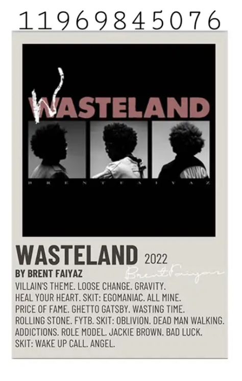 Posters Brent Faiyaz, Wasteland Album Cover, Wasteland Brent Faiyaz, Brent Faiyaz Poster, Rapper Posters, Poster Rapper, Minimalist Music, Music Cover Photos, Album Wall