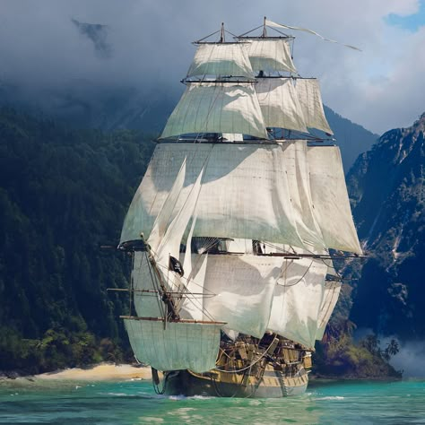 Ship Battle, Pirate Aesthetic, Blue Desert, Sail Ships, Model Warships, Ship Ideas, Sailing Art, Age Of Sail, Old Sailing Ships