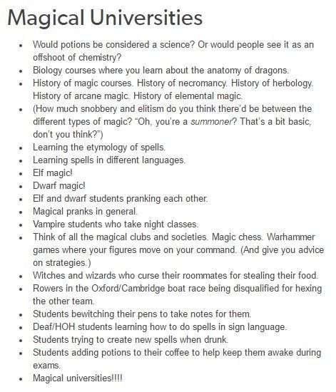 Writing Magic School, Beginning Writing Prompts, Urban Fantasy World Building, Urban Fantasy Ideas, Writing Mute Character, Magic System Ideas Writing, Creating A Fantasy Language, How To Write A Mute Character, Quick Writing Prompts