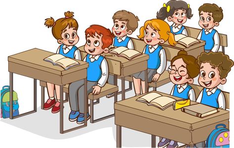 Illustration with kids and teacher in a classroom. Education illustration. Vector interior. Teacher with pupils in a classroom. Primary school kids. Children listen to teacher. Art Teacher Illustration, Students Clipart, Tools Vocabulary, Classroom Illustration, Teachers Illustration, Student Clipart, Student Images, Education Illustration, Biodata Format