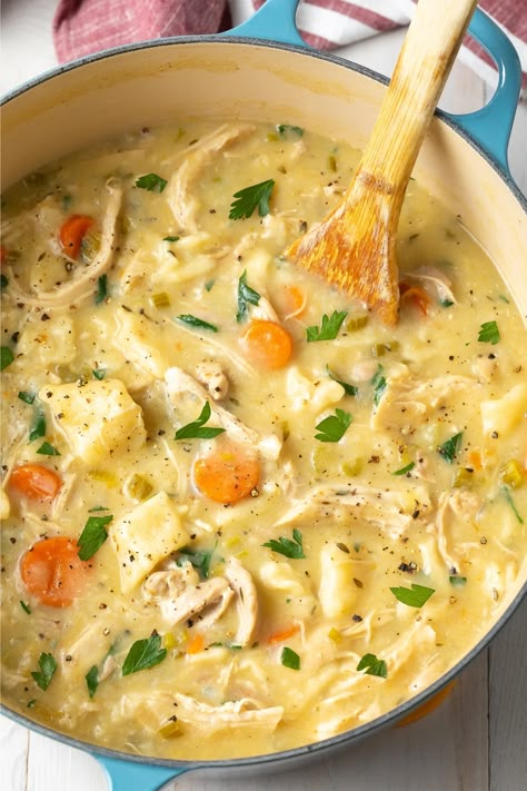 Easy Homemade Chicken And Dumplings, Pressure Cook Frozen Chicken, Homemade Chicken And Dumplings Recipe, Chicken And Dumpling Soup, Chicken Dumplings Recipe, Chicken And Dumplings Recipe, Homemade Chicken And Dumplings, Dumpling Dough, Dumpling Soup