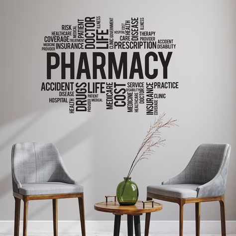 Buy Pharmacy Vinyl Wall Decal Doctor Office Decoration Medicine Pharmacist Apothecary Window Sign Words Cloud Stickers Mural 6458di Online in India - Etsy Pharmacy Decor Interior Design, Stick Decorations, Doctor Office Design, Pharmacy Art, Pharmacy Decor, Decorating With Sticks, Science Decor, Alphabet Photos, Cloud Stickers